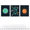 Nursery Room Wall Art, Outerspace Theme, Earth, Dream Big Little One, Sun Graphics-Set of 3-Andaz Press-