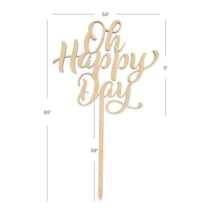 Oh Happy Day Laser Cut Wood Cake Topper-Set of 1-Andaz Press-