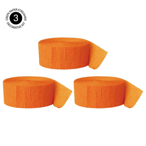 Orange Crepe Paper Streamer Hanging Decorative Kit-Set of 3-Andaz Press-