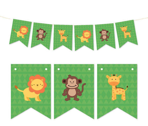 Pennant Party Banner Jungle Safari Monkey Giraffe Lion-Set of 1-Andaz Press-