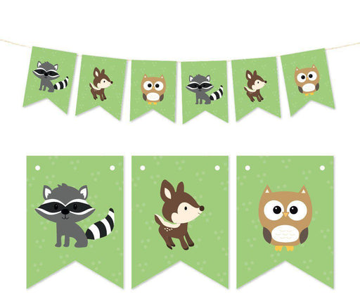 Pennant Party Banner Woodland Animals Fox Raccoon Deer-Set of 1-Andaz Press-