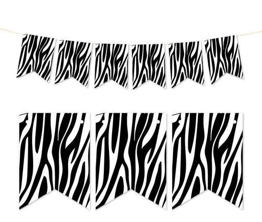 Pennant Party Banner Zebra Stripes Print-Set of 1-Andaz Press-