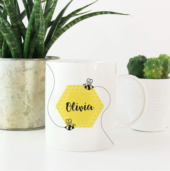 Personalized Busy Little Bee Black and Yellow Baby Shower Birthday Party Collection Coffee Mug-Set of 1-Andaz Press-