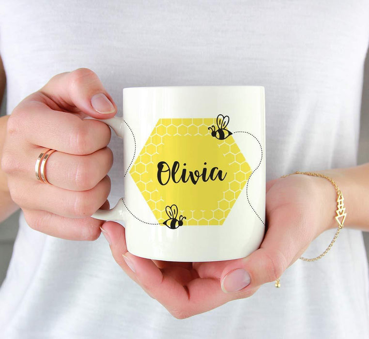 Personalized Busy Little Bee Black and Yellow Baby Shower Birthday Party Collection Coffee Mug-Set of 1-Andaz Press-