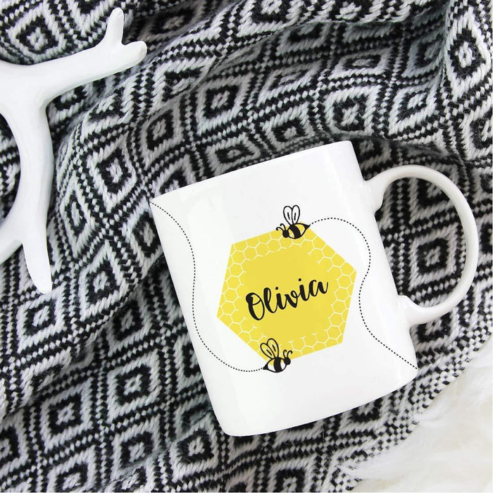 Personalized Busy Little Bee Black and Yellow Baby Shower Birthday Party Collection Coffee Mug-Set of 1-Andaz Press-