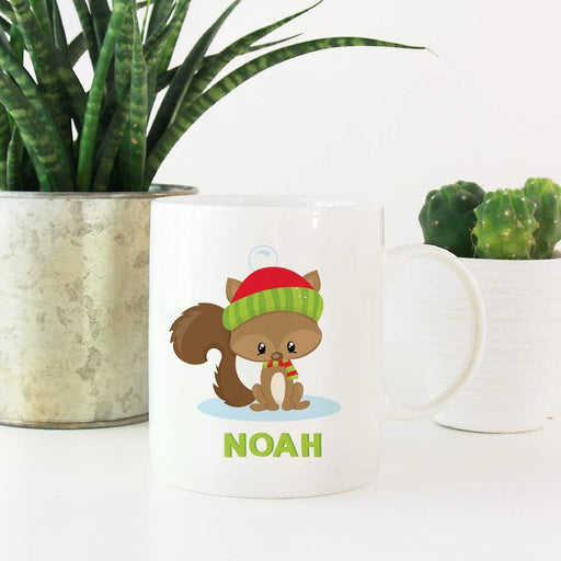 Personalized Christmas Hot Chocolate Coffee Mug Gift Woodland Animal Squirrel-Set of 1-Andaz Press-