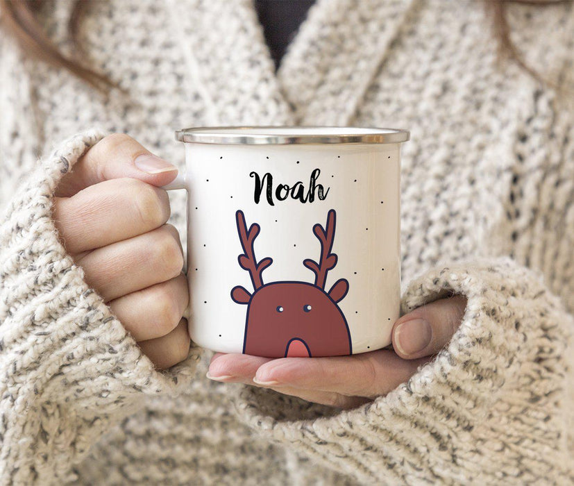 Personalized Christmas Hot Chocolate Stainless Steel Campfire Coffee Mug Gift Reindeer-Set of 1-Andaz Press-