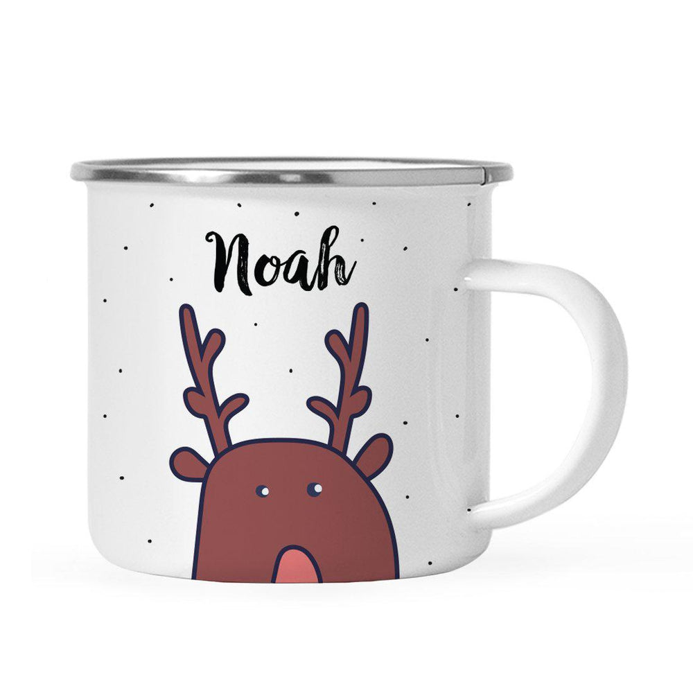 Personalized Christmas Hot Chocolate Stainless Steel Campfire Coffee Mug Gift Reindeer-Set of 1-Andaz Press-