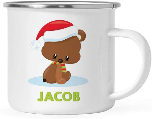 Personalized Christmas Hot Chocolate Stainless Steel Coffee Campfire Mug Gift Woodland Animal Bear-Set of 1-Andaz Press-