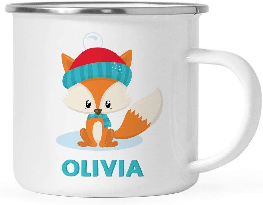 Personalized Christmas Hot Chocolate Stainless Steel Coffee Campfire Mug Gift Woodland Animal Fox-Set of 1-Andaz Press-