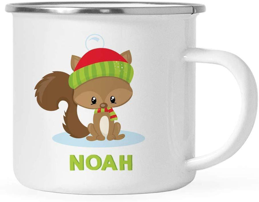 Personalized Christmas Hot Chocolate Stainless Steel Coffee Campfire Mug Gift Woodland Animal Squirrel-Set of 1-Andaz Press-