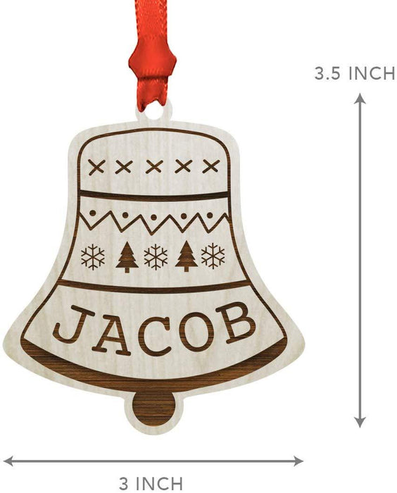 Personalized Engraved Real Wood Christmas Ornament, Winter Bell-Set of 1-Andaz Press-