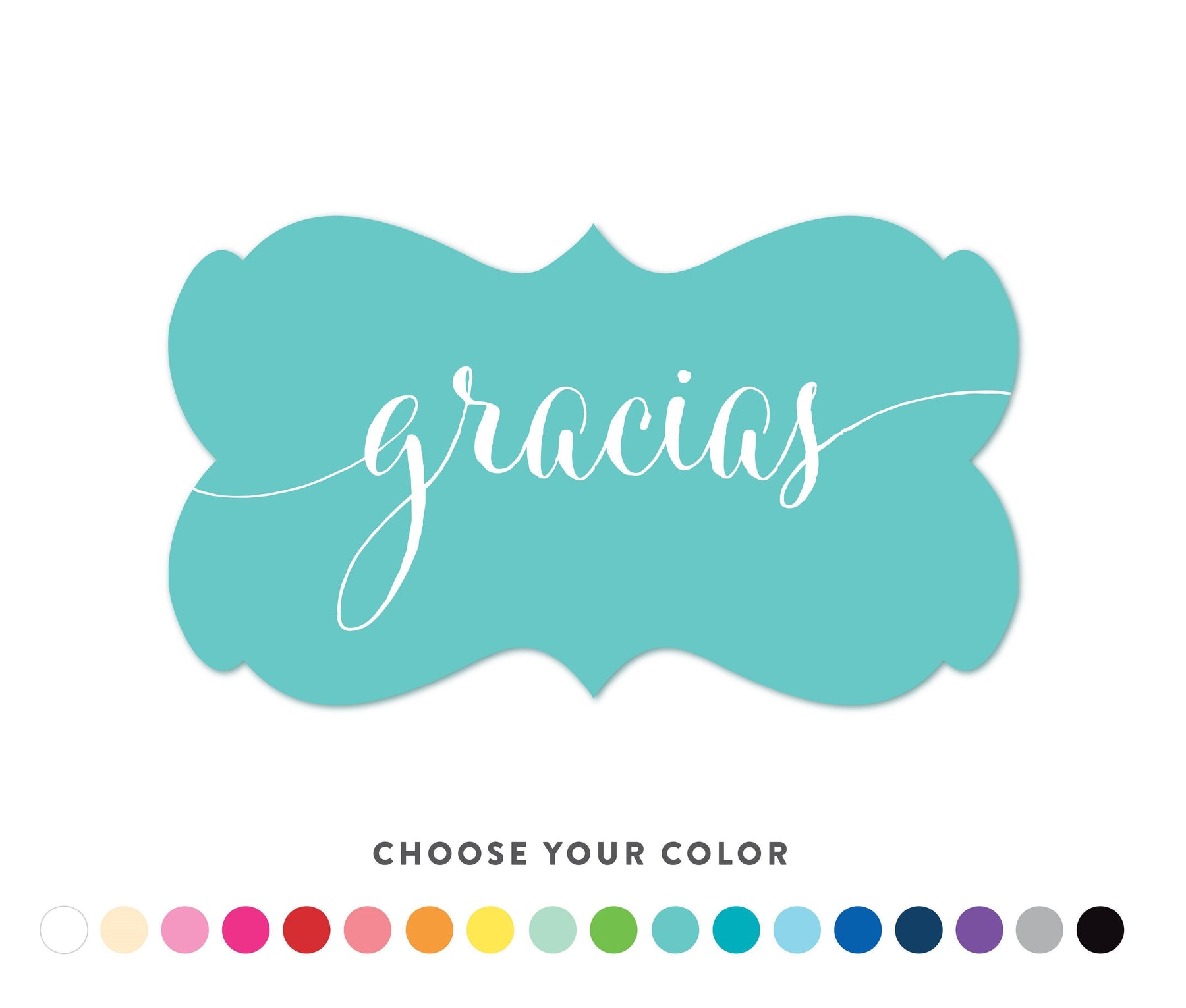 Personalized Gracias Fancy Frame Label Stickers-Set of 36-Andaz Press-