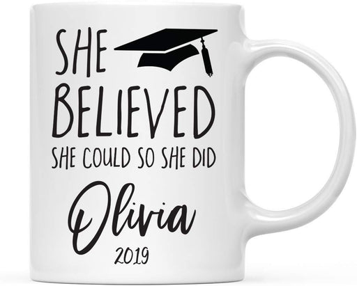 Personalized Graduation Coffee Mug Gift She Believed She Could So She Did Graduation Cap Graphic Olivia-Set of 1-Andaz Press-