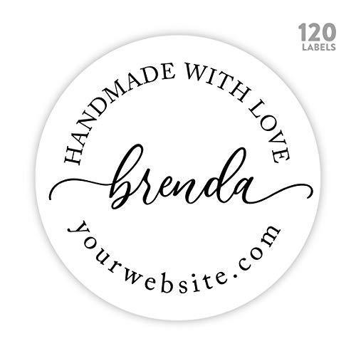 Personalized Handmade with Love Round Small Business Sticker Labels 120-Pack-set of 120-Andaz Press-