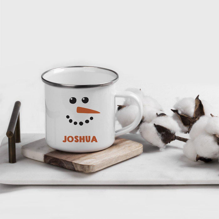 Personalized Kids Christmas Hot Chocolate Stainless Steel Campfire Coffee Mug Gift Snowman with Carrot Nose-Set of 1-Andaz Press-