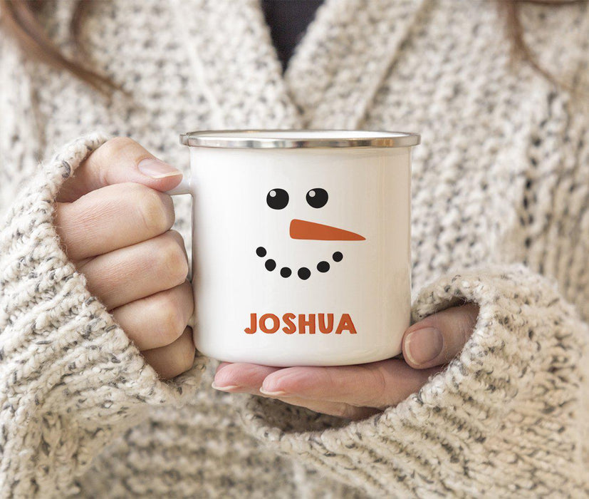 Personalized Kids Christmas Hot Chocolate Stainless Steel Campfire Coffee Mug Gift Snowman with Carrot Nose-Set of 1-Andaz Press-