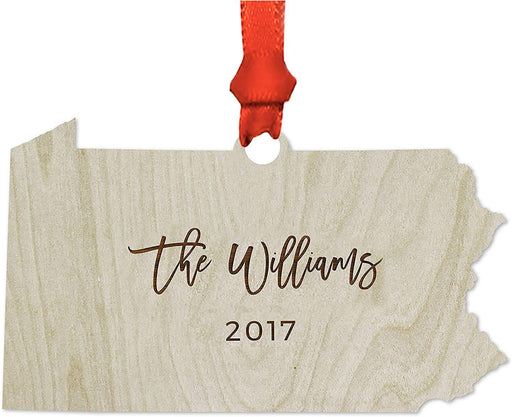 Personalized Laser Engraved Wood Christmas Ornament, Custom Name & Date, Deer Antlers-Set of 1-Andaz Press-