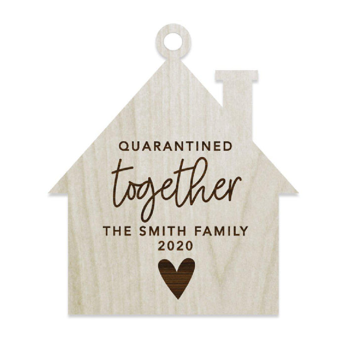 Personalized Laser Engraved Wood Quarantine Social Distance Pandemic Christmas Ornament Keepsake Shaped Design-Set of 1-Andaz Press-Quarantined Together-