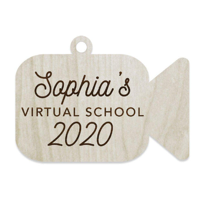 Personalized Laser Engraved Wood Quarantine Social Distance Pandemic Christmas Ornament Keepsake Shaped Design-Set of 1-Andaz Press-Virtual School-