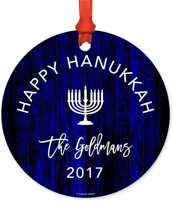 Personalized Metal Ornaments, Happy Hanukkah, Custom Name, Custom Year-Set of 1-Andaz Press-