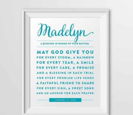 Personalized Religious Girl or Boy May God Give You For Every Storm a Rainbow Wall Art Nursery Poster Sign, Gift Print-Set of 1-Andaz Press-