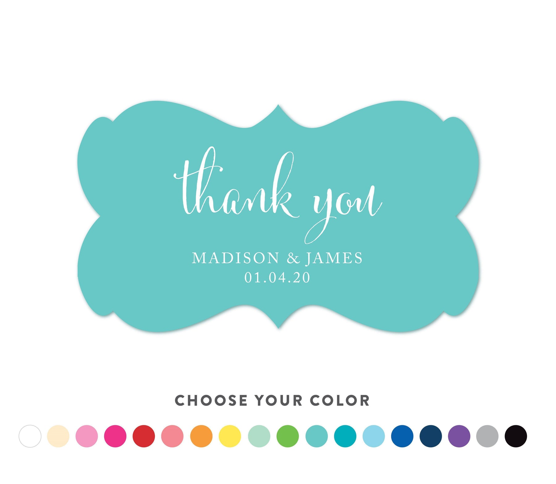 Personalized Thank You Fancy Frame Label Stickers-Set of 36-Andaz Press-