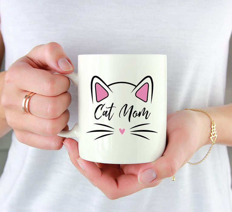 Pink Cat Svg Ceramic Coffee Mug-Set of 1-Andaz Press-Cat Mom-