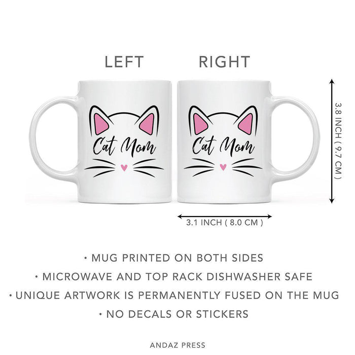 Pink Cat Svg Ceramic Coffee Mug-Set of 1-Andaz Press-Cat Mom-