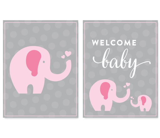 Pink Girl Elephant Baby Shower Party Signs & Banner Decorations-Set of 20-Andaz Press-