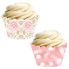 Pink Roses and Bokeh Pink Glitter Cupcake Wrappers-set of 24-Andaz Press-