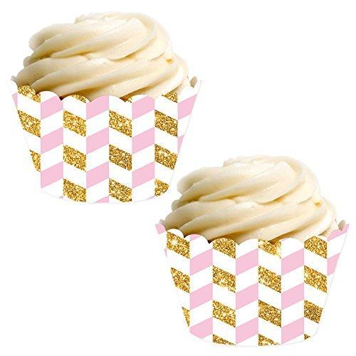 50 Pack Blue and Gold Polka Dot Cupcake Liners Wrappers, Muffin Paper Baking  Cup for Wedding & Birthday