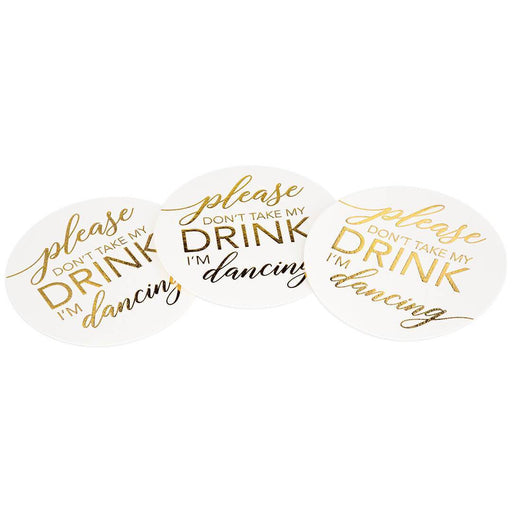 Please Don't Take My Drink, I'm Dancing Paper Beverage Coasters-Set of 100-Andaz Press-Gold-