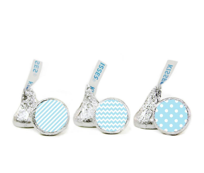 Polka Dots, Stripes, Chevron Hershey's Kisses Stickers-Set of 216-Andaz Press-Baby Blue-