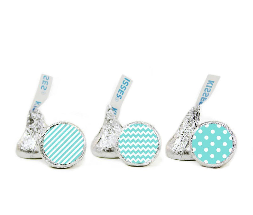 Polka Dots, Stripes, Chevron Hershey's Kisses Stickers-Set of 216-Andaz Press-Diamond Blue-