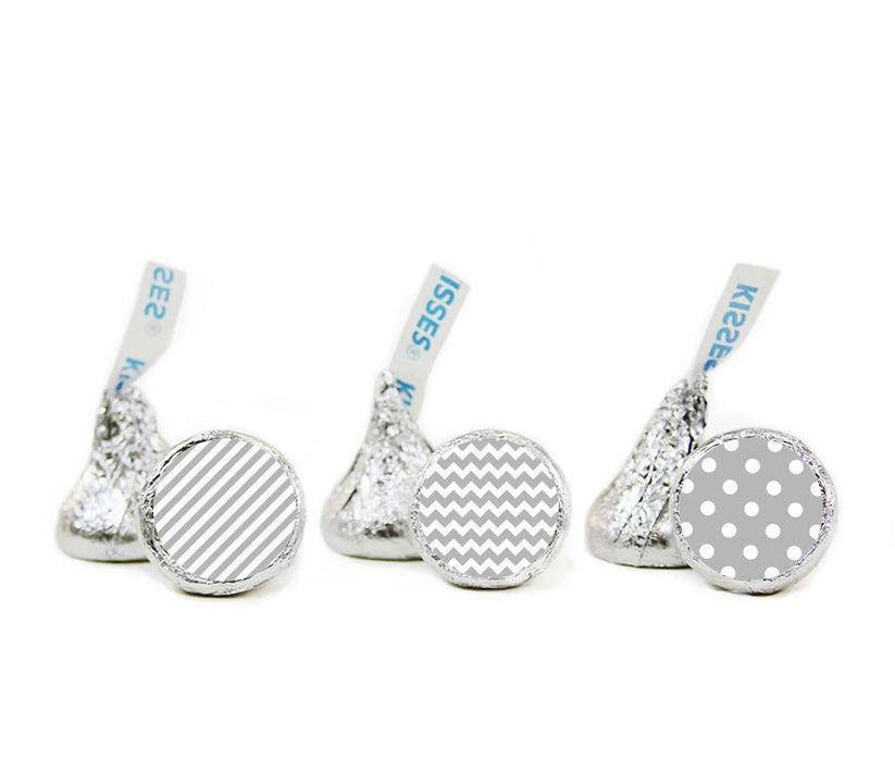 Polka Dots, Stripes, Chevron Hershey's Kisses Stickers-Set of 216-Andaz Press-Gray-