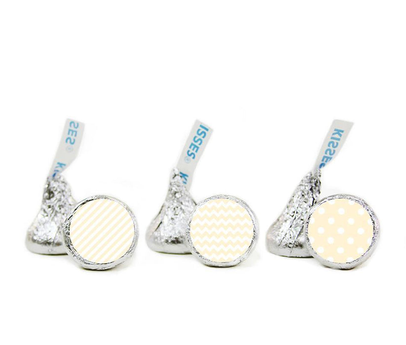 Polka Dots, Stripes, Chevron Hershey's Kisses Stickers-Set of 216-Andaz Press-Ivory-