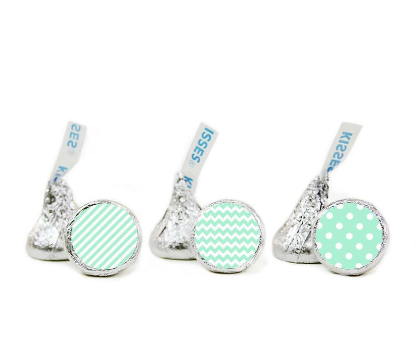 Polka Dots, Stripes, Chevron Hershey's Kisses Stickers-Set of 216-Andaz Press-Mint Green-