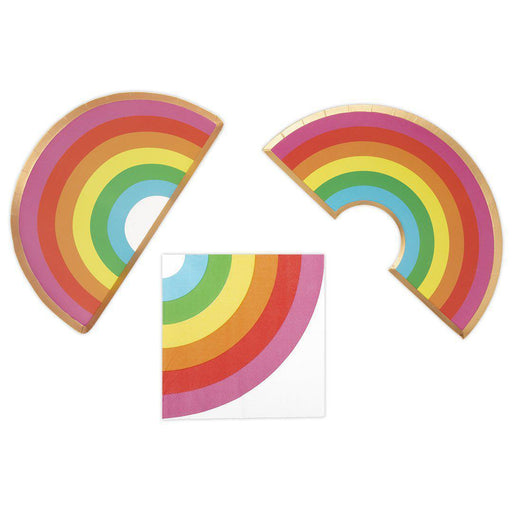 Rainbow Party Plates and Lunch Napkins Tableware Kit-Set of 50-Andaz Press-