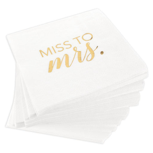 Real Foil Scripted Miss to Mrs Cocktail Napkins-Set of 100-Andaz Press-Gold-