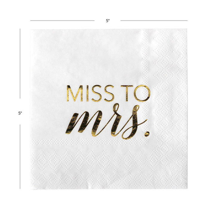 Real Foil Scripted Miss to Mrs Cocktail Napkins-Set of 100-Andaz Press-Gold-