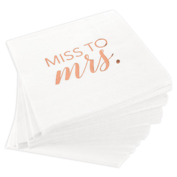 Real Foil Scripted Miss to Mrs Cocktail Napkins-Set of 100-Andaz Press-Gold-