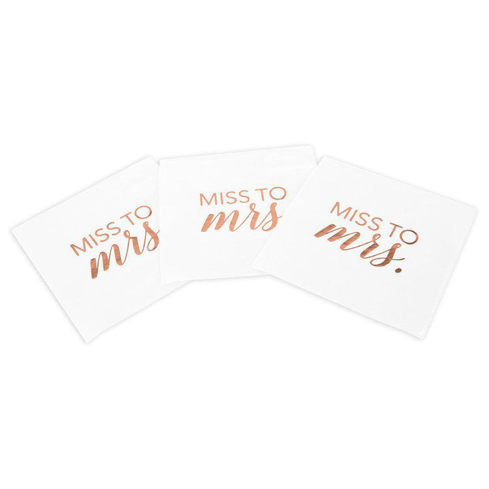 Real Foil Scripted Miss to Mrs Cocktail Napkins-Set of 100-Andaz Press-Gold-