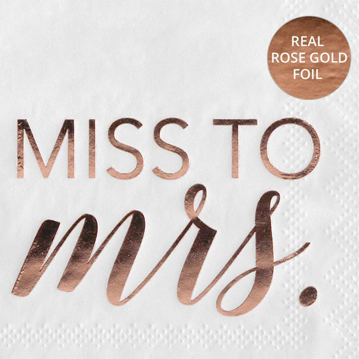 Real Foil Scripted Miss to Mrs Cocktail Napkins-Set of 100-Andaz Press-Gold-