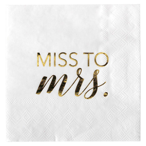 Real Foil Scripted Miss to Mrs Cocktail Napkins-Set of 100-Andaz Press-Gold-