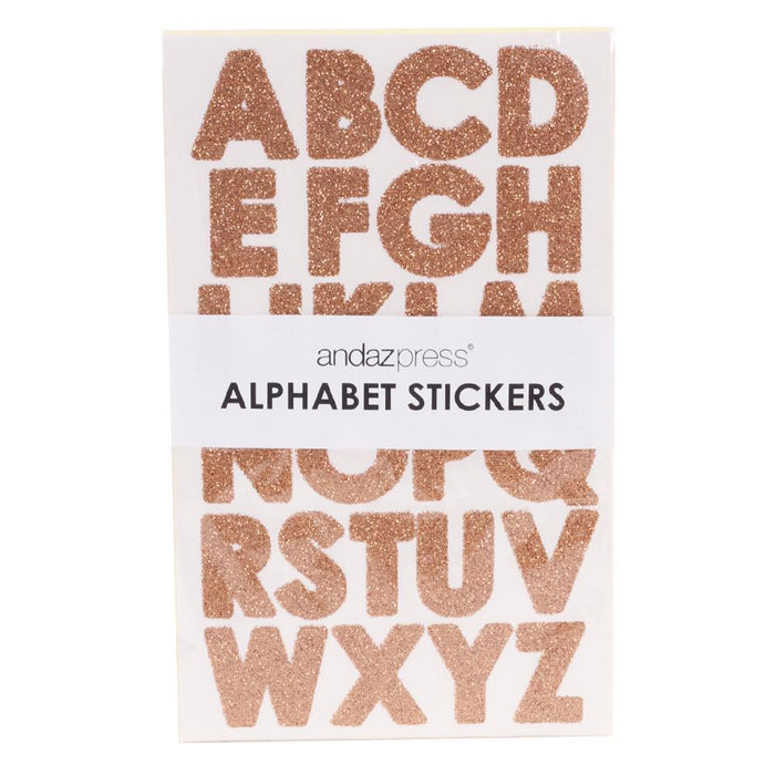 Real Glitter Alphabet Sticker Letters-Set of 1-Andaz Press-Rose Gold-