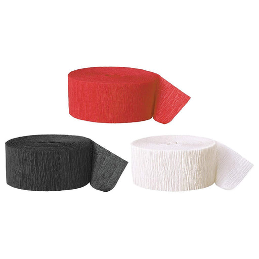 Red, Black, White Crepe Paper Streamer Hanging Decorative Kit-Set of 3-Andaz Press-