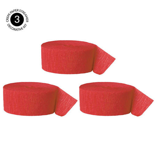 Red Crepe Paper Streamer Hanging Decorative Kit-Set of 3-Andaz Press-