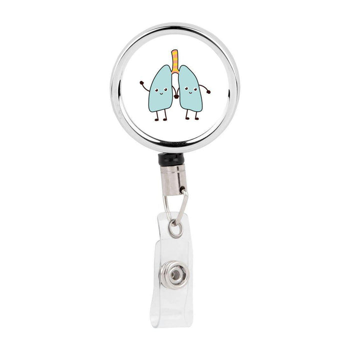 Retractable Badge Reel Holder For Nurse Brain Badge Reel Felt Tag Holder  With Clip Lung Heart
