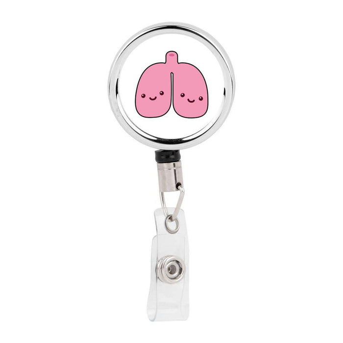Andaz Press Retractable Badge Reel Holder with Clip, Brain, Funny Cartoon Animated Organs, Size: Large, White